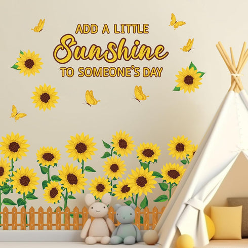 Sunflower Bulletin Board Decoration Set with Butterflies and Motivational Sayings Cutouts for Classroom and Home Decor