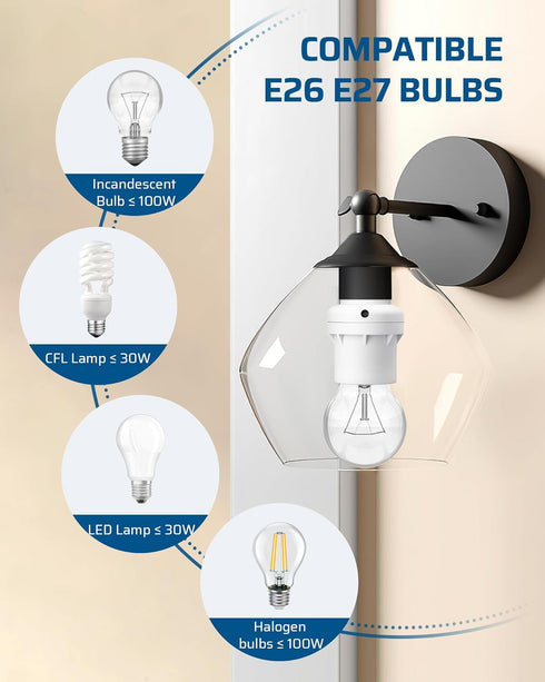 E26/E27 2 Pack, DEWENWILS Light Sensor Socket, Socket Adapter, Automatic Dusk to Dawn Sensor Socket for Porch/Wall