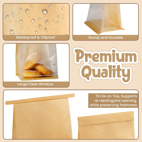 50 10.2 6.3 5.1 Inches Packaging Pcs Bread Bags for Homemade Bread Sourdough, * * Bakery Bags with Window Reusable Tin