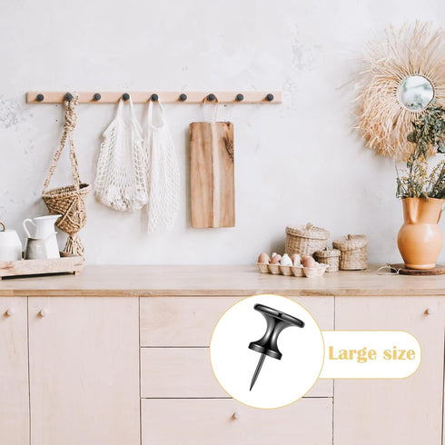 Metal Push Pins - 35 Pieces Large Double Headed Picture Hanging Nails and Black Thumb Tacks for Wall Cork Board