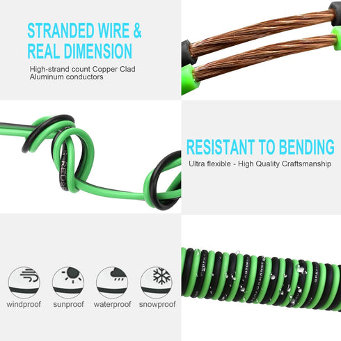 50FT 16/2 Gauge Power Ground Cable, 16 AWG Stranded Flexible Wire for Automotive, Battery Cable