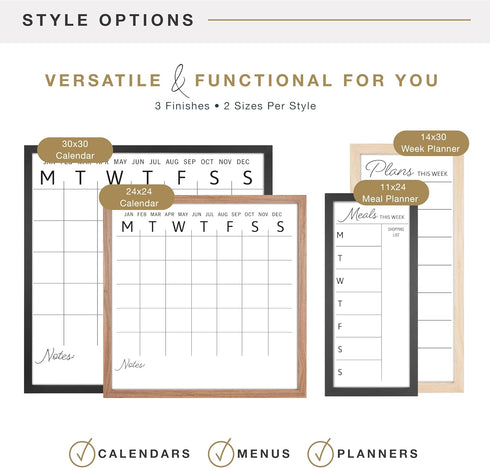 MCS 14x30 Black Framed Dry Erase Weekly Planner Calendar Whiteboard for Wall, Family Events & More
