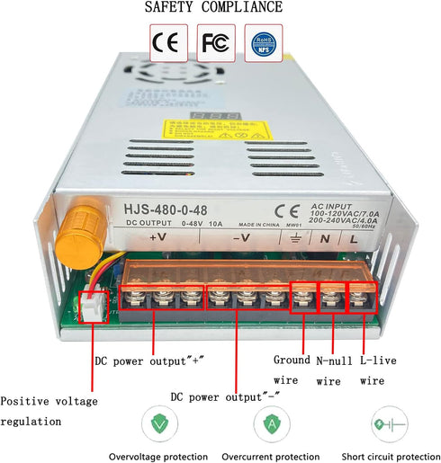 Transformer AC-DC 0-48V Adjustable 10A-480W Voltage Digital Display DC Regulated Power Supply for LED Equipment