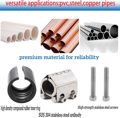 Pipe Repair Clamp for 11/4inch OD (32mm-35mm), Emergency Leak Sealer for Copper, Plastic, Galvanized Pipes