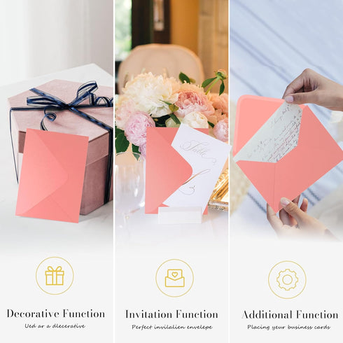 Pink Pearl Envelopes 5x7-100 PCS Goefun Pink Metallic Envelopes, A7 Euro Flap for Wedding Invitations