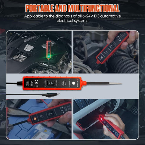 6-24V Power Short Circuit Probe Tester - LED Test Light for Automotive Circuit Testing