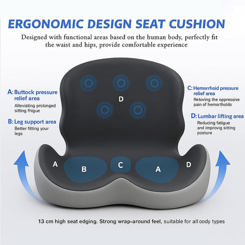 Tailbone, Ergonomic L-Shaped Memory Foam Seat Cushion with Lumbar Support, Designed to Help Relieve Coccyx & Lower Back