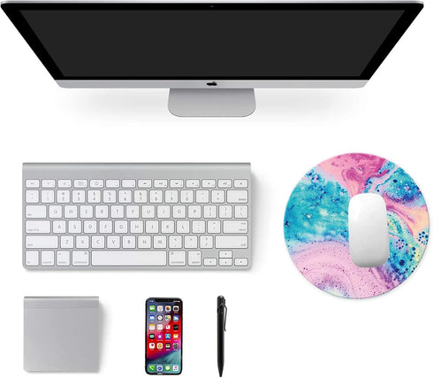 Mouse Pad, Non-Slip Rubber Base with Stitched Edge, Small Gaming Round Mouse Pad, 7.87 x 7.87 Inch