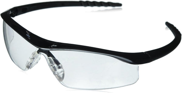 MCR Safety DL110 Dallas Safety Glasses, Polished Black Frame with Clear Lens