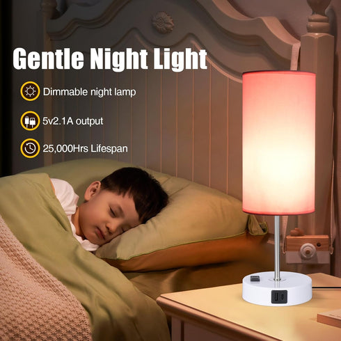 3 Dimmable Table Lamp with USB Port - Desk Lamp Touch Lamp Bedside Lamps for Bedroom, Way Small Lamps for Living Room