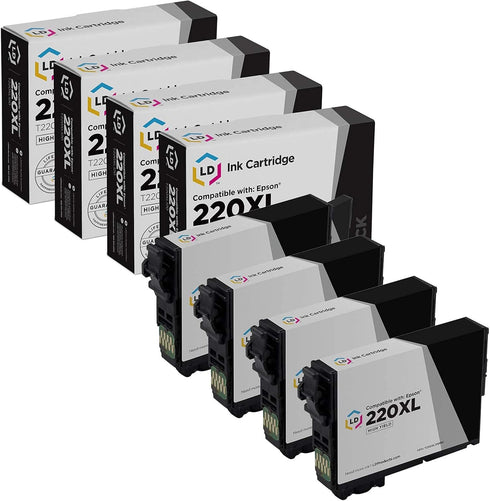 LD Products Remanufactured Replacement for Epson 220XL Ink Cartridges 220 XL T220XL120 High Yield (Black, 4-Pack)