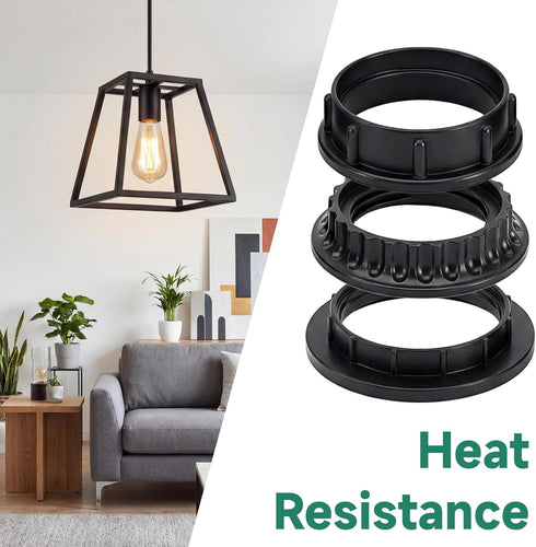 Josojoou 10PCS E26/E27 34/40/40.5mm, Lamp Shade Ring, Three Sizes Lamp Parts, Black Lamp Shade Adapter Ring, Inner
