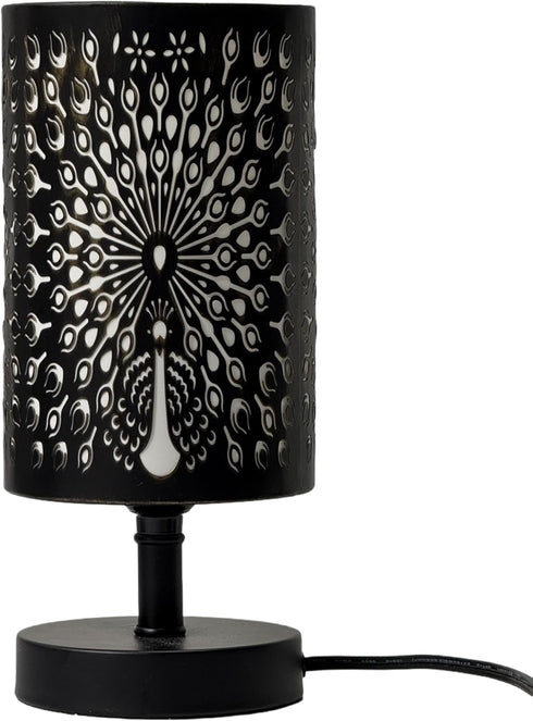 Peacock Style Bedside Lamp Black Metal Table Lamp Bedside Decorative Nightstand Lamp for Bedroom Living Room,Dining