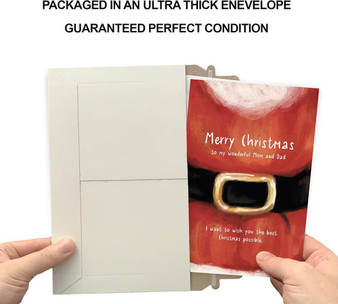 Prime Greetings Christmas Card for Mom and Dad, Eco-Friendly, Packaged in Protective Mailer