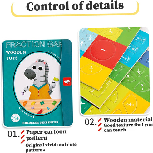 Nuiorfty 1 Set Magnetic Fraction Tiles Educational Colorful Fraction Manipulatives with Magnetic Snap Writable Erasable