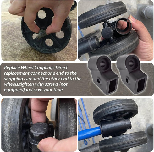 XYgdhqpt Set 2 360 of Shopping Cart Replacement Wheel Couplings Fit for Utility Cart/Shopping Cart with Rolling Swivel
