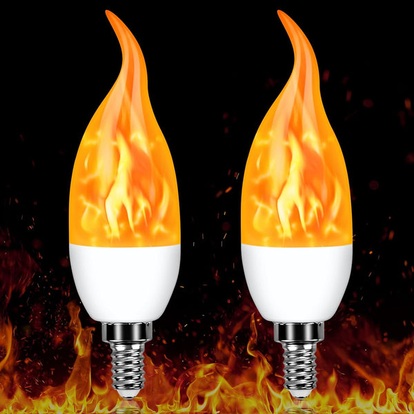 Kakolvan E12 LED Flickering Candelabra Flame Effect Light Bulbs - 3 Modes Flicker