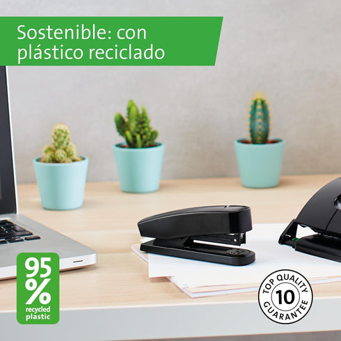 Novus B2 re+New Stapler, Black, 25 Sheet Capacity, 95% Recycled Plastic, German Engineered, 10 Yr. Warranty