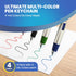 LUCKBOOSTIUM 4-in-1 Multi-Colored Ballpoint Pens - Keychain with Carabiner, Badge Reel & Belt Clip - Ideal Gift