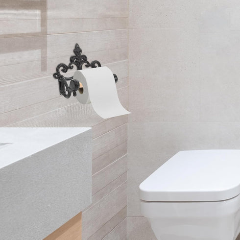 2pcs FOMIYES Vintage Rustic Cast Iron Toilet Paper Holder Wall Mounted Bathroom Paper Towel Rack Farmhouse Style Tissue