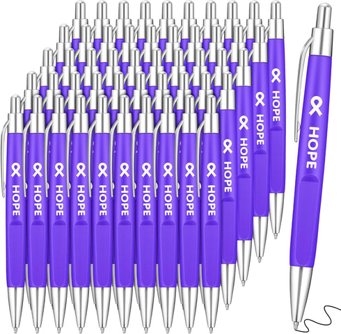 Qilery 200 Pcs Breast Cancer Pens Bulk - Pink Ribbon Retractable Ballpoint Pens for Charity Events
