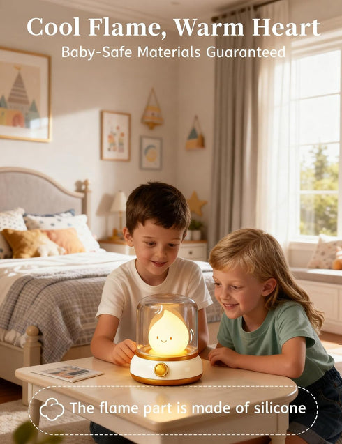 Dimmable Smiley Night Light for Baby Nursery, Rechargeable LED Candle Lamp, Eye, Caring Mood Light with Timer, Cute