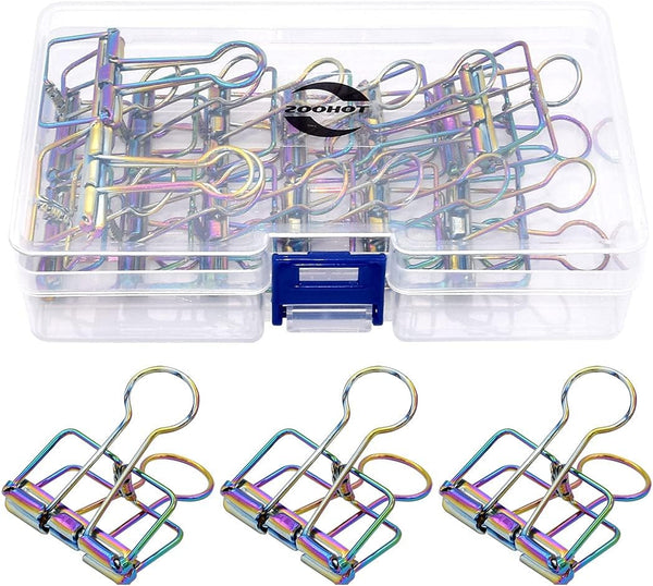 Binder Clips Paper Clamps 32mm for Office School Supplies (Rainbow Colors)