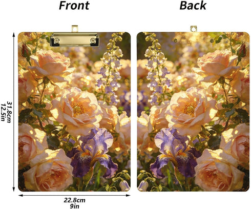 Yuiboo 9 12 Warm Tone Rose & Sunflower Bouquet Paper Clip Board Hard Board for Coaches Medical Classroom Size x