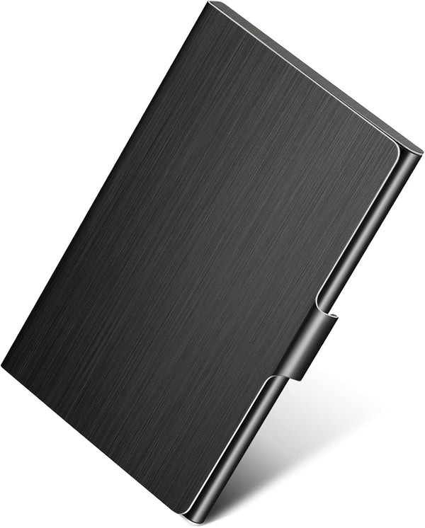 MaxGear Metal Business Card Holder - Professional Stainless Steel Card Case for Men & Women, Black