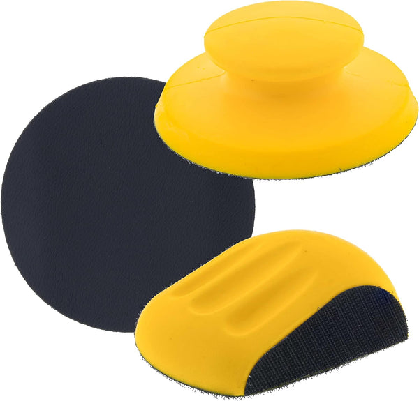 Dura-Gold Pro Series 5" Round & Mouse-Shaped Hand Sanding Block Pads - Hook & Loop and PSA Adapter Pad for Sanding