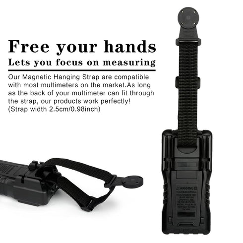 Multimeter Magnetic Hanging Strap Kit for Fluke Digital Multimeter, 1 Strap, 1 Magnetic Hanger (Black)