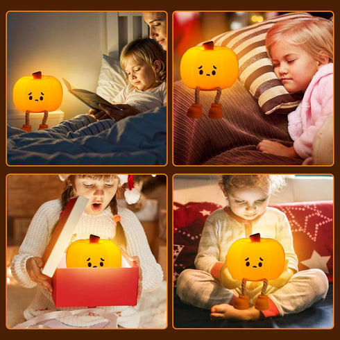 JoviaFesta Dimmable Pumpkin Night Light for Kids, Halloween Jack O Lantern Decor for Kids, Baby Nursery Toddler Squishy