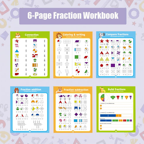 Yikorqu 164CPS Magnetic Fraction Demonstration Book Magnetic Fraction Learning Tiles Montessori Manipulatives