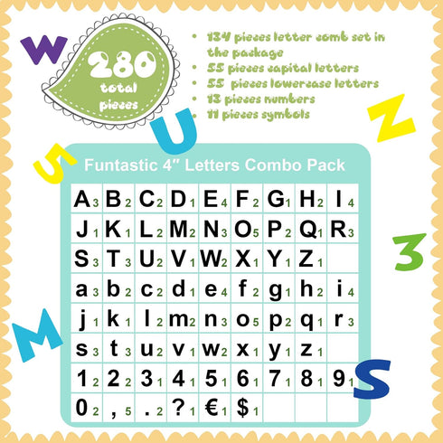 Tenare 134 Pieces 5 Inch Bulletin Board Letters Alphabet Numbers Combo Set for Classroom Decor (Rainbow Style)