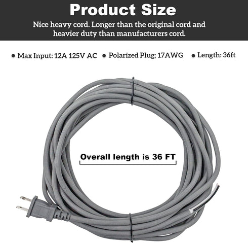36Ft Vacuum Cleaner Power Cord Replacement for Shark Navigator Lift-Away NV341 NV402 NV450 NV502 Upright Vacuum,Rotator Lift-Away Pro NV355 NV356 NV357 UV400 UV540 NV36 NV60 NV80 NV360 NV370 NV585