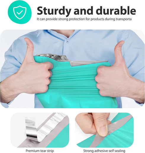 Fuxury 12x15.5 200pc Teal Poly Mailers, Shipping Envelopes for Clothing/T-Shirt, Self Sealing Envelopes