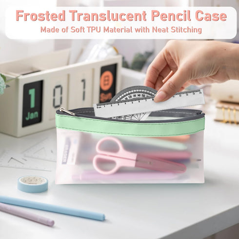 Clear Pencil Pouch-3 Pack, Zippered Clear Case for Kids, Makeup Pouch for Office School Supplies, Travel