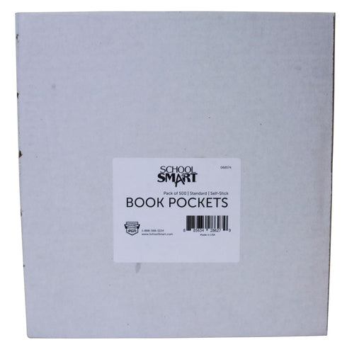 School Smart Standard Back Peel and Press Book Pockets, Manila, 3-1/2 x 4-1/2 Inches, Pack of 500