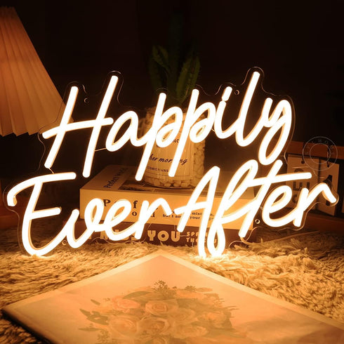 5V 15.75"X9.2" SYLHOME Happily Ever After LED Neon Light Sign Wedding Party Birthday Neon Art Wall Sign Decor USB