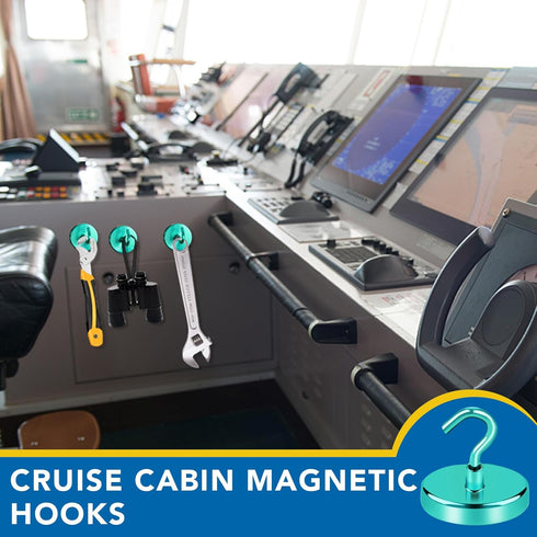 LOVIMAG Cruise Ship Essentials, 150Lbs Heavy Duty Magnetic Hooks, Green Magnetic Hooks for Cruise Cabins, 12 Pack