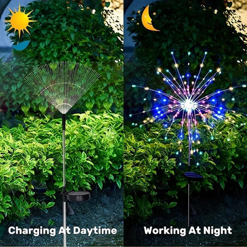 XIHAMA Solar Garden Lights 2 Pack, Fairy Firework Lights for Outdoor Yard Planter Pathway Patio Party Wedding