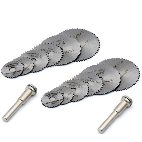 14Pcs Circular Saw Disc Set, HSS Saw Discs Wheel Cutting Blades with 1/4" Shank Mandrel for Dremel Tools