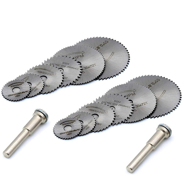 14Pcs Circular Saw Disc Set, HSS Saw Discs Wheel Cutting Blades with 1/4" Shank Mandrel for Dremel Tools