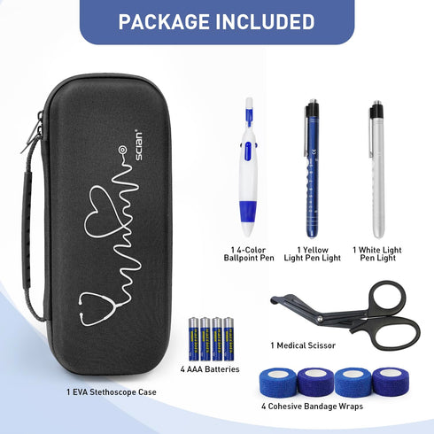 13 Sets 2 Pcs Stethoscope Case Medical Supplies Include Stethoscope Case, Medical Scissors, Penlights with Batteries