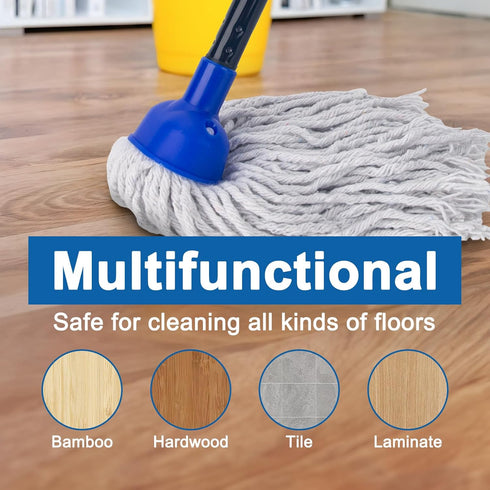 KeFanta Mop for Floor Cleaning, 2 Pcs Cotton String Wet Mops Replacement Head Refill with 0.8" Diameter Mop Handle