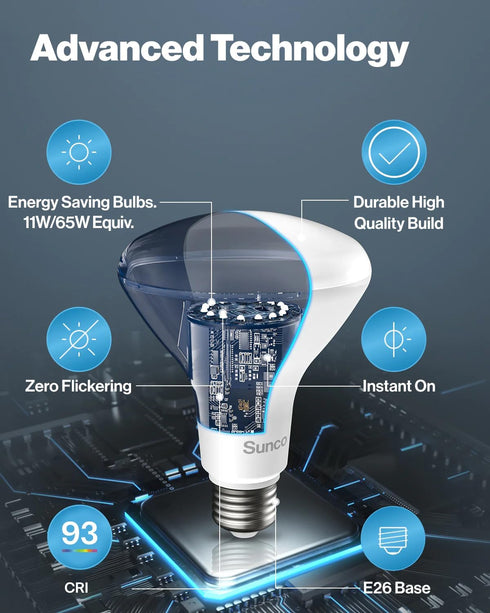 Sunco 8 Pack BR30 LED Bulbs, Indoor Flood Lights, 11W Equivalent 65W, 5000K Daylight, 850 Lumens