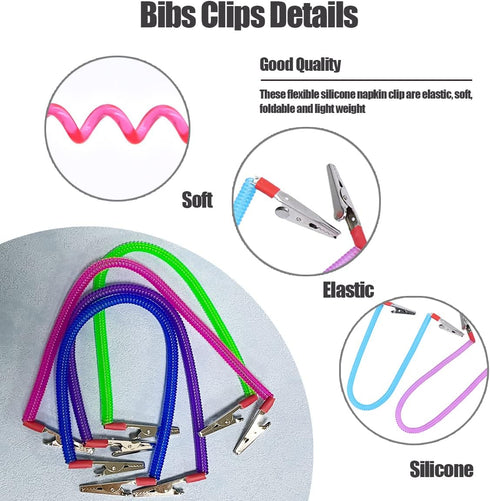 4 Pieces Multicolor Napkin Holder Bibs Clips for Dental, Neck Chains with Metal Clips for Dental Clinic, Home Dining
