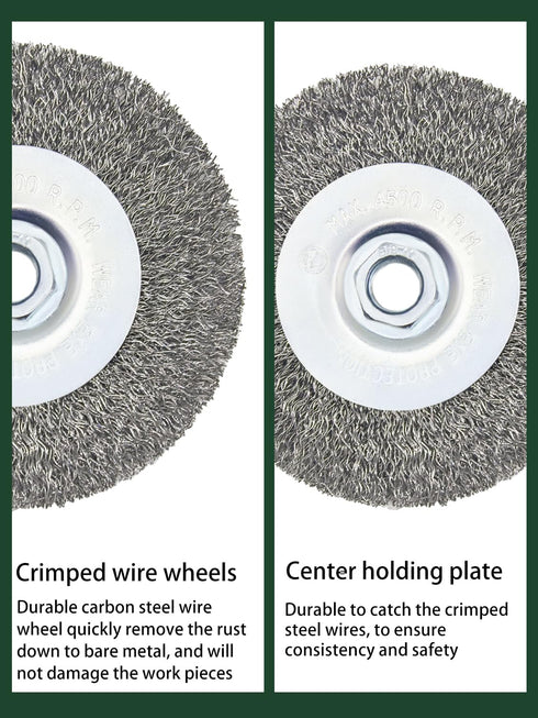 Crimped Wire Wheel Brush 4in with 5/8-11 Threads Arbor for 4-1/2" Angle Grinder, 2pcs