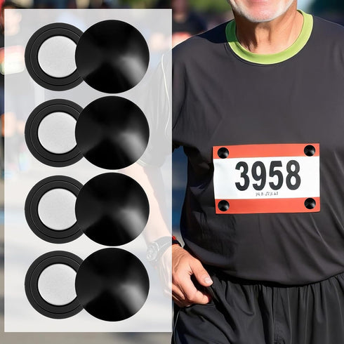 Wanmu 4 Pairs Magnetic Race Bib Clips, Marathon Race Number Holder Buckle Magnets Racing Bib Fixing Fastener Clip
