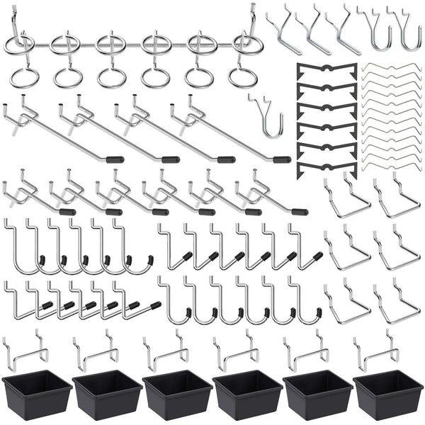 FRIMOONY Pegboard Hooks Assortment, 107 PCS for Organizing Various Tools, Includes Pegboard Bins
